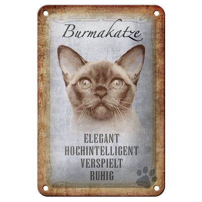 Blechschild Spruch 12x18cm Burmakatze Katze Geschenk Dekoration