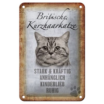 Blechschild Spruch 12x18cm britische Kurzhaarkatze Geschenk Dekoration