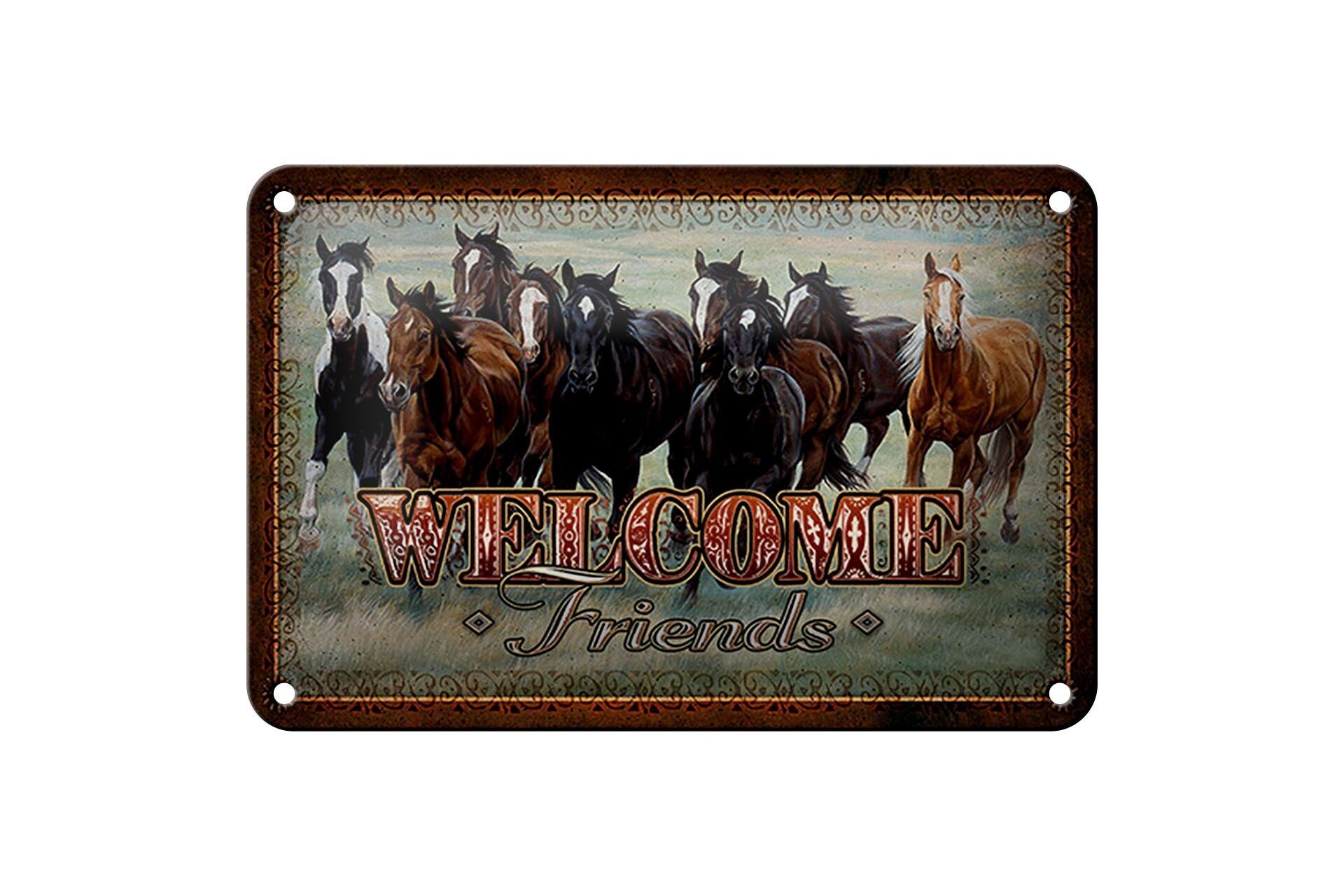 Targa in metallo cavalli 12x18 cm decorazione benvenuto amici