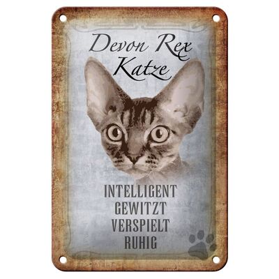 Cartel de chapa con texto "Devon Rex cat", 12x18cm, decoración inteligente