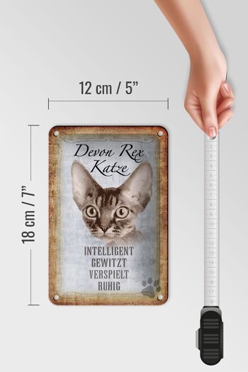 Panneau en étain indiquant une décoration intelligente, chat Devon Rex, 12x18cm 5