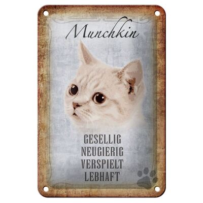 Targa in metallo con scritta 12x18 cm Munchkin gatto vivace decorazione regalo