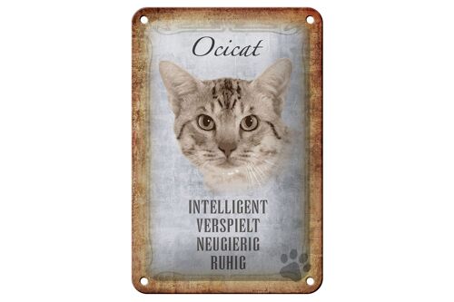Blechschild Spruch 12x18cm Ocicat Katze verspielt Geschenk Dekoration