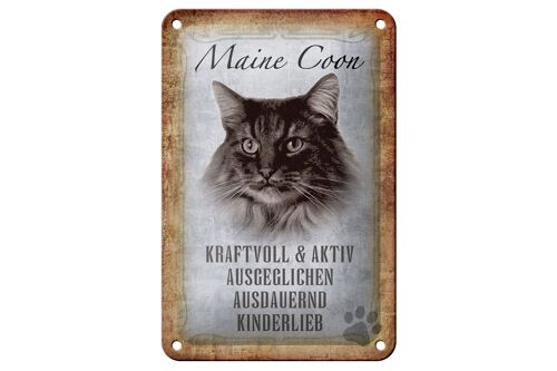 Blechschild Spruch 12x18cm Maine Coon Katze aktiv Geschenk Dekoration