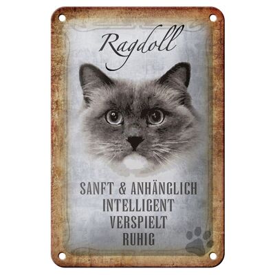Tin sign saying 12x18cm Ragdoll cat gentle gift decoration