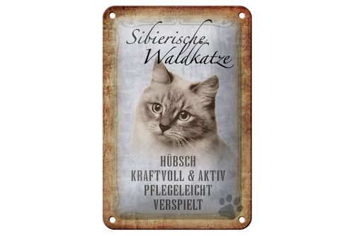 Blechschild Spruch 12x18cm sibierische Waldkatze Katze Wandschild Deko