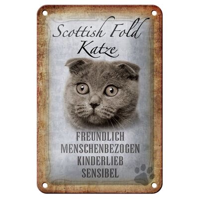 Targa in metallo con scritta Scottish Fold, decorazione regalo per gatti, 12 x 18 cm