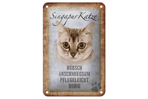 Blechschild Spruch 12x18cm Singapur Katze Geschenk Dekoration