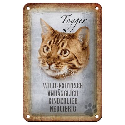 Cartel de chapa que dice decoración mural de regalo de gato Toyger de 12x18cm