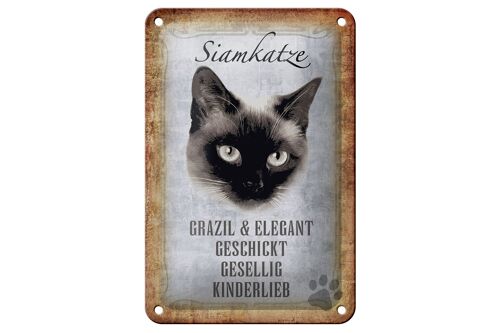 Blechschild Spruch 12x18cm Siamkatze Katze grazil Geschenk Dekoration