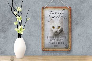Panneau en étain disant 12x18cm, décoration cadeau pour chat Angora turc 4