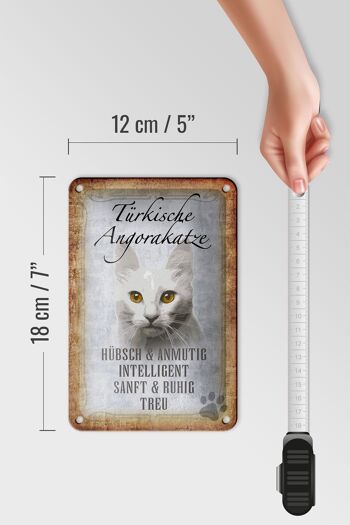 Panneau en étain disant 12x18cm, décoration cadeau pour chat Angora turc 5