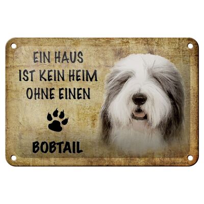 Cartel de chapa con texto "Perro Bobtail de 18x12 cm sin decoración del hogar"