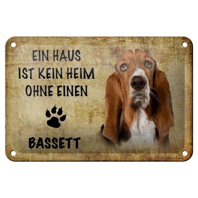 Metal sign saying 18x12cm Bassett dog without no home decoration
