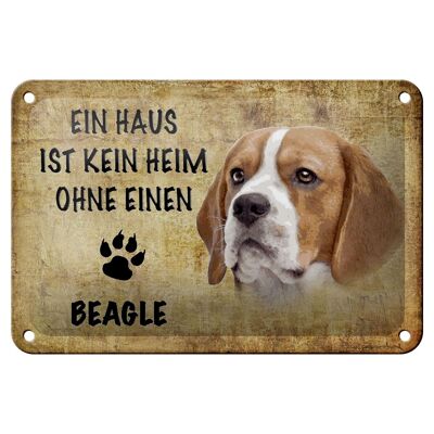Targa in metallo con scritta "Cane Beagle" 18x12 cm senza decorazioni per la casa
