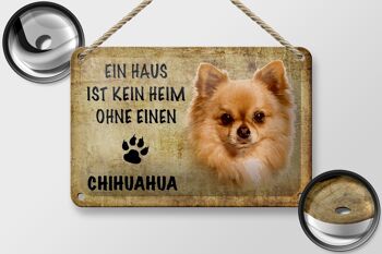 Panneau en étain indiquant un chien Chihuahua sans décoration pour la maison, 18x12cm 2