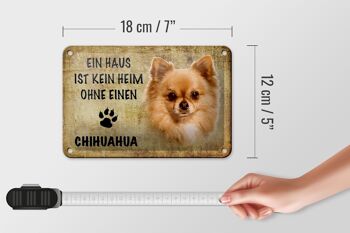Panneau en étain indiquant un chien Chihuahua sans décoration pour la maison, 18x12cm 5