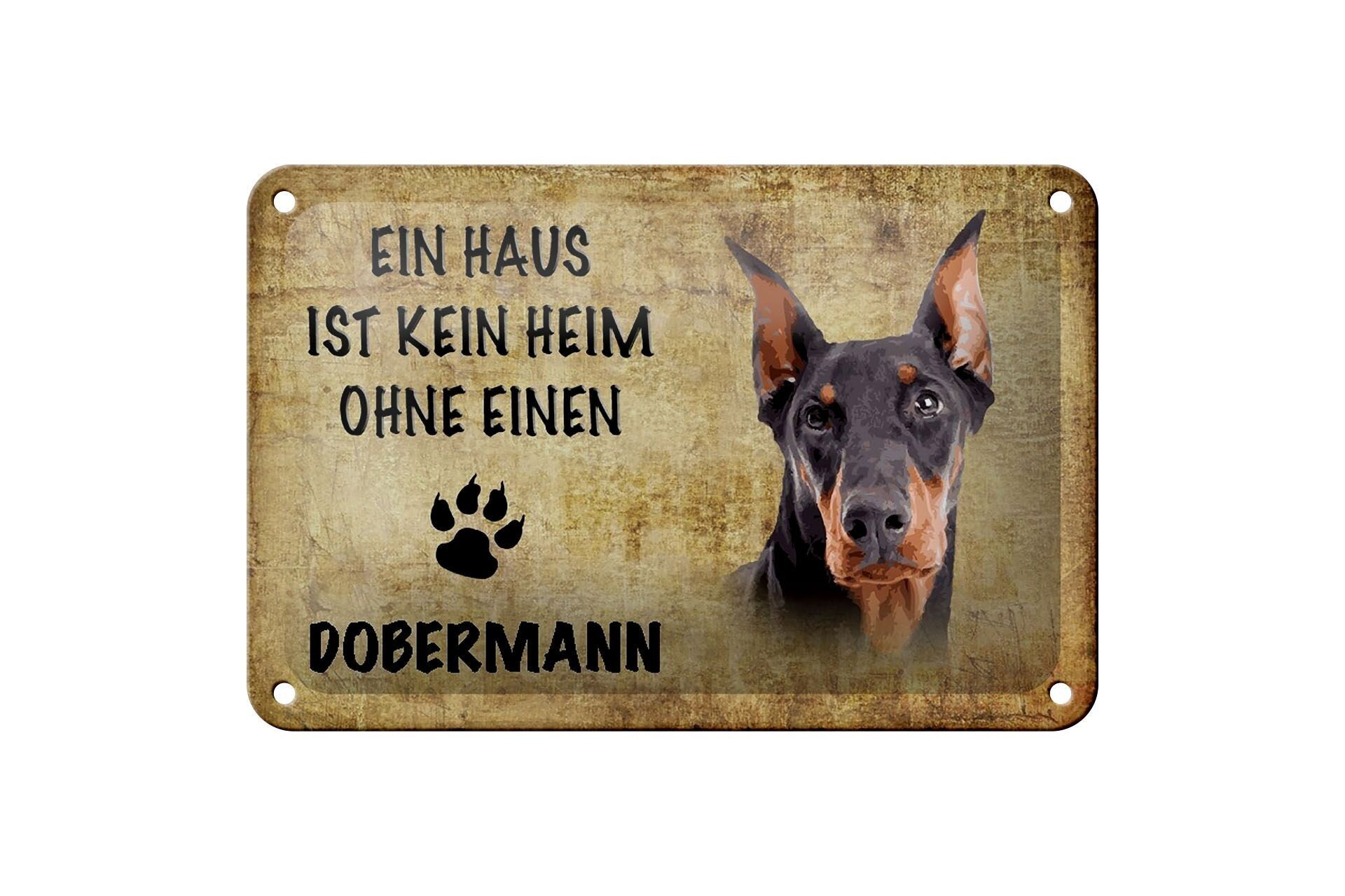 Letrero de chapa que dice perro Doberman de 18x12 cm sin decoración del hogar