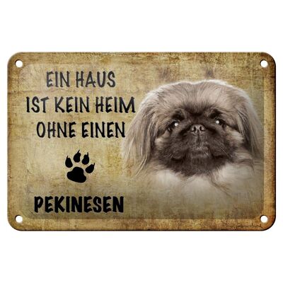 Cartel de chapa con texto "Perro pequinés de 18x12 cm sin decoración del hogar"