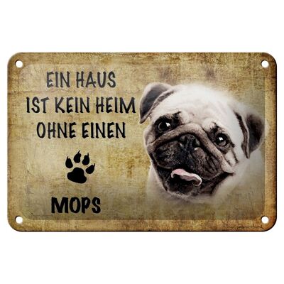 Cartel de chapa que dice decoración de regalo de perro pug de 18x12 cm