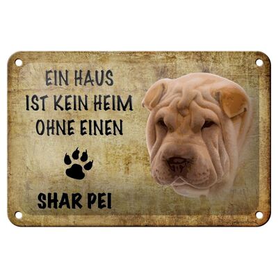 Cartel de chapa que dice decoración de regalo de perro Shar Pei de 18x12 cm