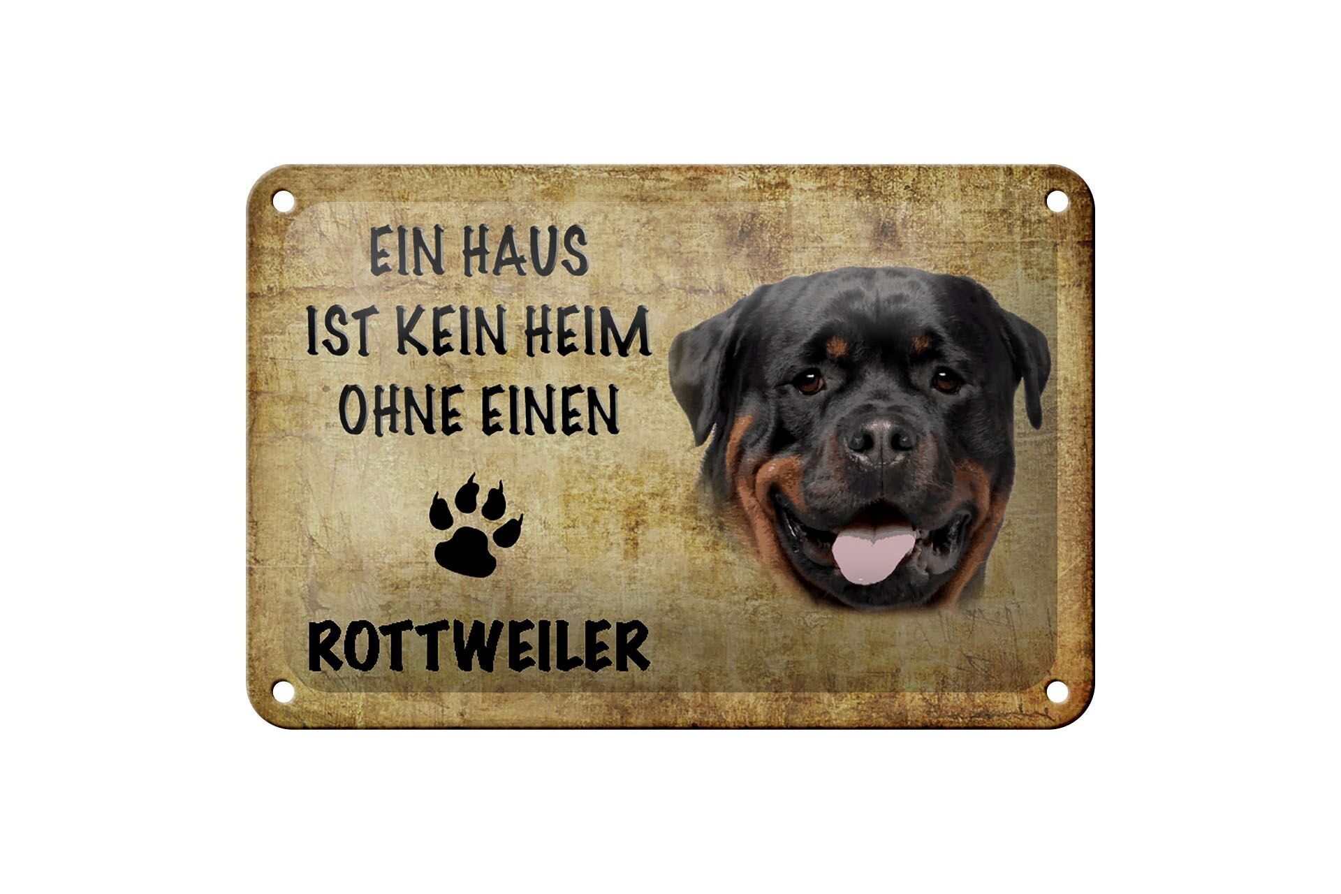 Panneau en étain indiquant Chien Rottweiler sans décoration pour la maison, 18x12cm