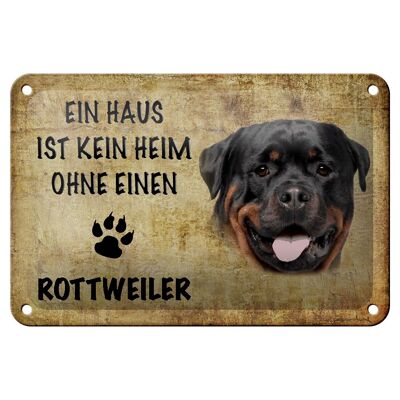 Targa in metallo con scritta "Cane Rottweiler" 18x12 cm senza decorazioni per la casa