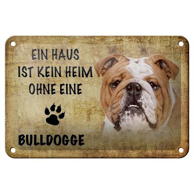 Targa in metallo con scritta "cane bulldog" 18x12 cm senza decorazioni per la casa