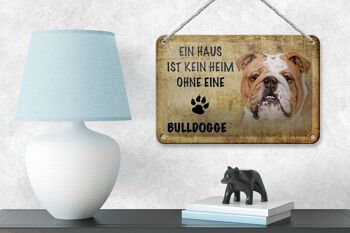 Plaque en étain disant chien bouledogue 18x12cm sans décoration d'intérieur 4