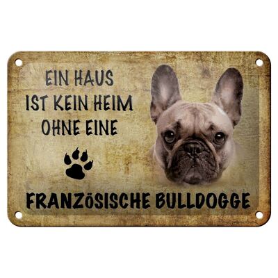 Targa in metallo con scritta "Decorazione cane Bulldog francese" 18x12 cm