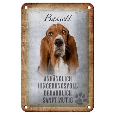 Cartel de chapa con texto "Decoración de regalo para perro Bassett, 12x18cm"