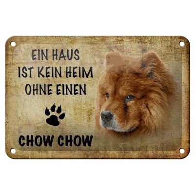 Cartel de chapa que dice decoración de regalo de perro Chow Chow de 18x12cm
