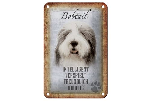 Blechschild Spruch 12x18cm Bobtail Hund verspielt Geschenk Dekoration