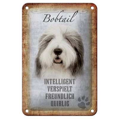 Targa in metallo con scritta "Bobtail Dog" 12x18 cm, decorazione regalo giocosa