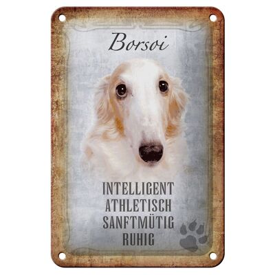 Targa in metallo con scritta "Borsoi cane atletico" decorazione regalo 12x18 cm