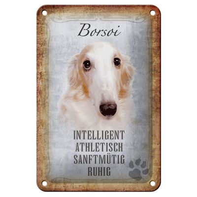 Cartel de chapa con texto en inglés "Perro Borsoi" de 12x18 cm, decoración de regalo atlético