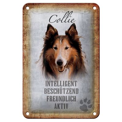 Targa in metallo con scritta "Collie dog friendly" 12x18 cm, decorazione regalo
