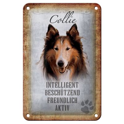 Blechschild Spruch 12x18cm Collie Hund freundlich Geschenk Dekoration