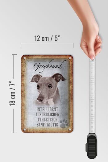 Panneau en étain disant 12x18cm, décoration cadeau pour chien Greyhound 5