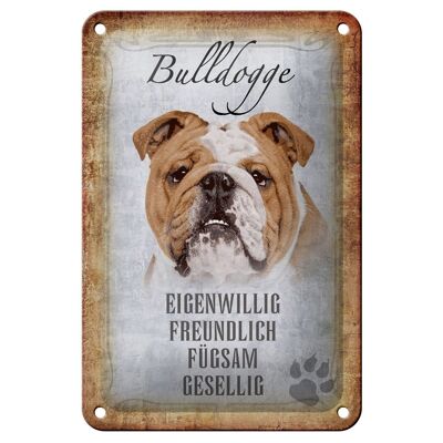 Letrero de chapa que dice decoración de regalo sociable de perro bulldog de 12x18cm