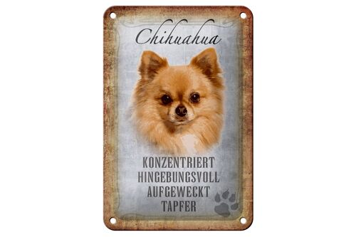 Blechschild Spruch 12x18cm Chihuahua Hund tapfer Geschenk Dekoration