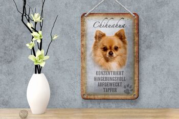 Panneau en étain disant 12x18cm, Chihuahua chien courageux, décoration cadeau 4