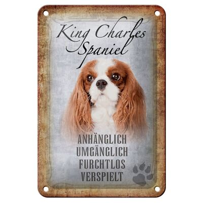 Targa in latta con scritta 12x18 cm decorazione cane King Charles Spaniel