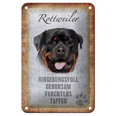 Letrero de chapa que dice decoración de regalo de perro Rottweiler de 12x18 cm