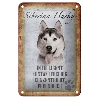 Letrero de chapa que dice decoración de regalo de perro Husky siberiano de 12x18 cm