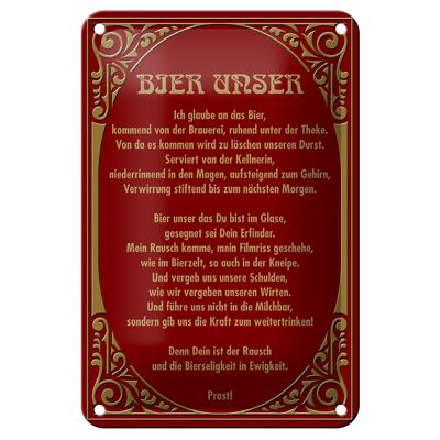 Blechschild Alkohol 12x18cm Prost Bier unser Geschenk Dekoration
