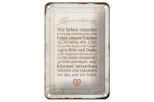 Blechschild Spruch 12x18cm Hausordnung Haus Geschenk Dekoration