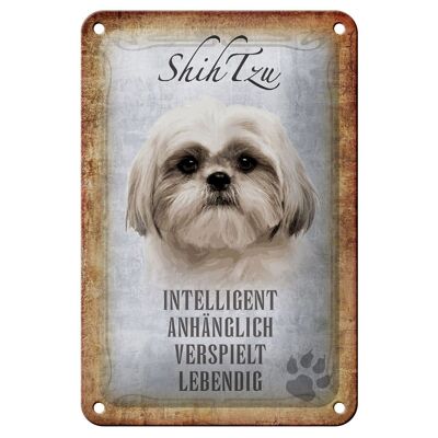 Cartel de chapa con texto en inglés "Decoración de regalo de perro Shih Tzu" de 12x18 cm