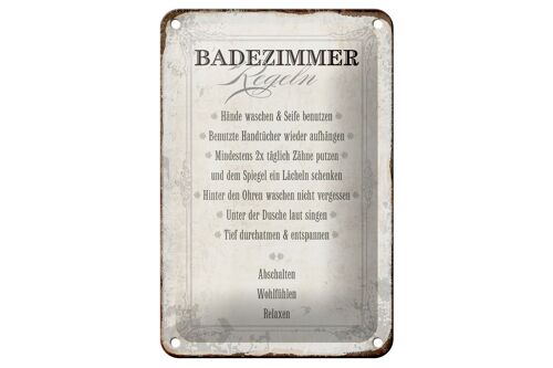 Blechschild Spruch 12x18cm Badezimmer Regeln Haus Geschenk Dekoration