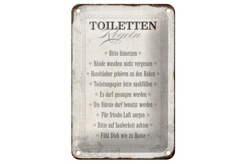Blechschild Spruch 12x18cm Toiletten Regeln Haus Geschenk Dekoration